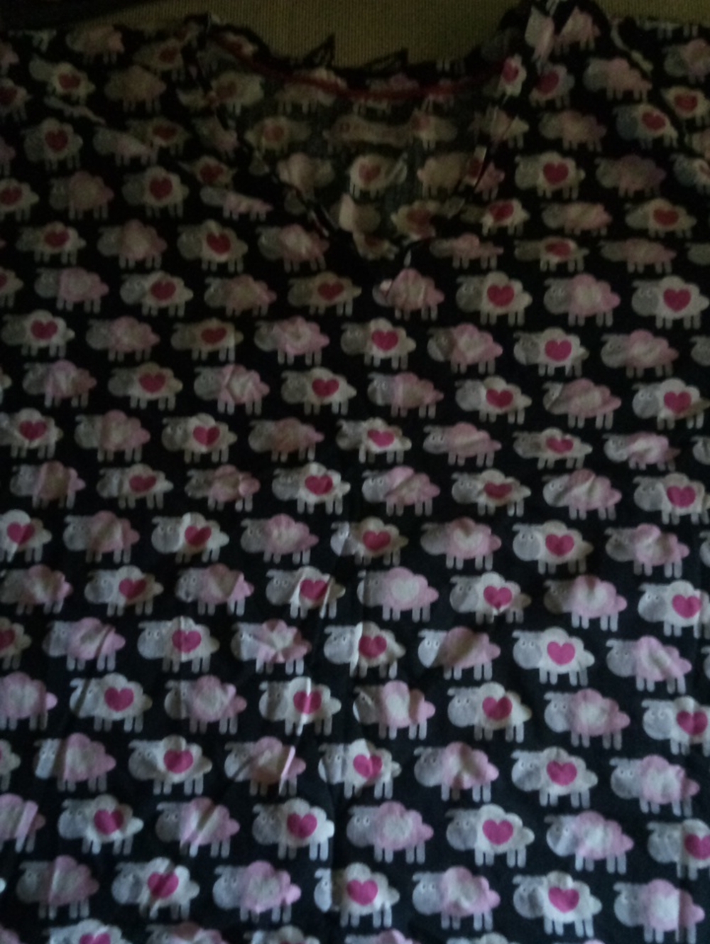 White Cross Black Tee with Pink and White Sheep Pattern